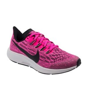 Women or Big Kid NIKE AIR ZOOM PEGASUS 36 running shoes color Pink Black side 6Y